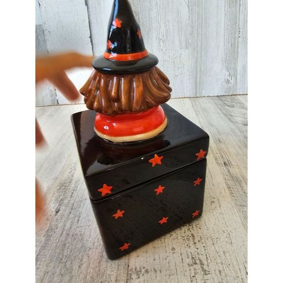 Ceramic witch shabby chic box Halloween decor unique - Picture 3 of 9